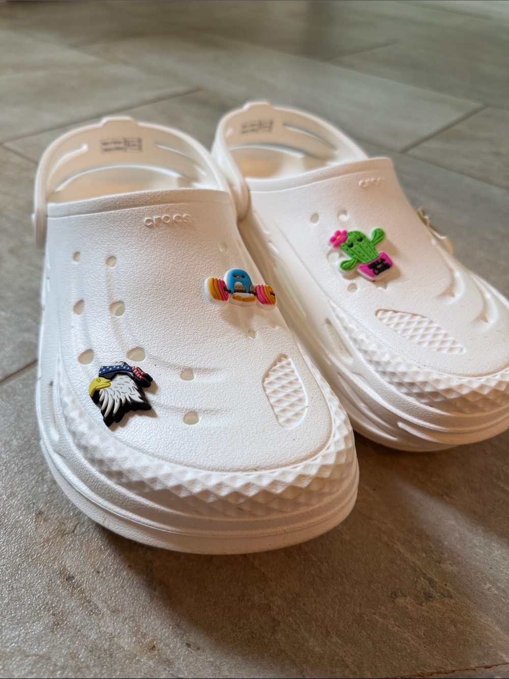 Unisex White Clog Shoes with Fun Charms